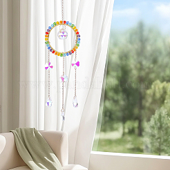1Pc Colorful Glass Beaded Woven Net Suncatchers&nbsp;AJEW-CY0001-95C