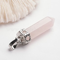 弾丸真鍮の宝石の尖ったペンダント  プラチナ  バラクォーツ  44mm  穴：5x8mm&nbsp;G-F218-10J