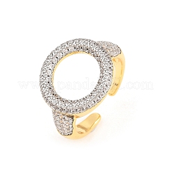 Brass Micro Pave Clear Cubic Zirconia Cuff Open Rings&nbsp;RJEW-T028-02B-G