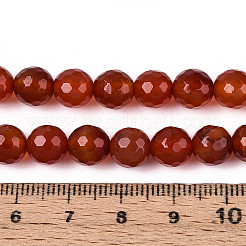 天然カーネリアン（染色・加熱）ビーズ連売り  多面カットラウンド  7.5~8mm  穴：1mm  約46個/連  14.17~14.37''（36~36.5センチメートル）&nbsp;G-T139-93