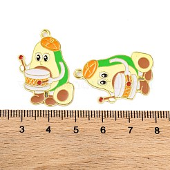 ゴールデン合金エナメルペンダントメッキ  カドミウムフリー＆鉛フリー  ドラムと漫画のフルーツ  アボカド  30x20x1mm  穴：1.8mm&nbsp;ENAM-Z017-10G-01