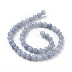 天然石イエロージェイド翡翠ビーズ連売り  染め  ラウンド  ライトブルー  8mm  穴：1mm  約50個/連  15.75インチ&nbsp;G-G598-8mm-YXS-18