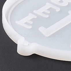 バレンタインデーのシリコンペンダント型  レジン型  キーホルダークラスプクラフトメイキング用  ハート柄  89x83x5mm  穴：2.5mm  内径：80x87mm&nbsp;DIY-J009-07D