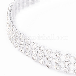 3 Row Crystal Rhinestone Choker Necklace&nbsp;NJEW-F289-04B-P