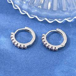 真鍮製マイクロパヴェキュービックジルコニアフープピアス  プラチナ  パープル  13x14x2.5mm&nbsp;KK-Z166-14P-01