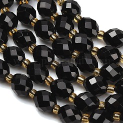 天然石オブシディアンビーズ連売り  ラウンド  多面カット  シードビーズで  8~9x7~8mm  穴：1mm  約18~20個/連  7.48''（19cm）〜7.87''（20cm）&nbsp;GG-CBA4A3B-A09