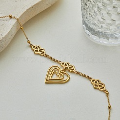 Valentine's Day 304 Stainless Steel Chinese Knot Heart Pendant Necklaces for Women&nbsp;WG6D189-01