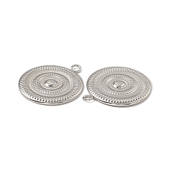 変色しない201ステンレススチールペンダント  フラットラウンドのチャーム  ステンレス鋼色  21x18x1.5mm  穴：1.8mm&nbsp;STAS-J401-VC791