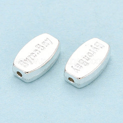 合金ビーズ  単語とオーバル  カドミウムフリーと鉛フリー＆ニッケルフリー  銀  10x6x3mm  穴：1mm&nbsp;TIBEB-D301-S-01