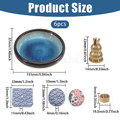 Japanese Style Oval Porcelain Incense Burners Holder&nbsp;AJEW-CA0005-05