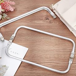 アルミ製バッグハンドル2個  バッグ交換用アクセサリー  銀色のメッキ  9.5x30x2cm&nbsp;FIND-CA0004-80A