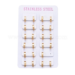 304ステンレススチール製ハギーフープピアス  リング  ゴールドカラー  13x13.5x4mm  ピン：1mm&nbsp;EJEW-L252-041C-G