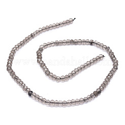 天然石スモーキークォーツビーズ連売り  多面カット  ロンデル  5x3~3.5mm  穴：0.8mm  約106個/連  15.43''（39.2センチメートル）&nbsp;G-E569-H06