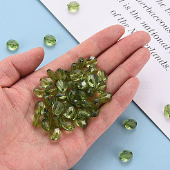 透明なアクリルビーズ  オーバル  黄緑  10x8x5.5mm  穴：1.5mm  約514個/166g&nbsp;LS-TACR-S154-18A-83