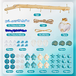 DIY壁飾りキット  流木枝フック、枝ハンガーラックを含む  ガラス、アクリル、宝石ビーズ  アクリルペンダントと銅線  ミックスカラー  407x62x30mm&nbsp;DIY-SC0032-56
