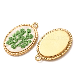 304 Stainless Steel & Cloth Embroidered Pendants&nbsp;FB-CBAFBAF-09G-01