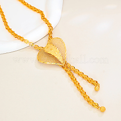 女性用ファッション真鍮ハートタッセルラリアットネックレス  18KGP本金メッキ  24.02インチ（61cm）&nbsp;YD9699