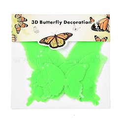 3dプラスチック蓄光ウォールステッカー  マスキングテープ付  家の居間の寝室の壁の装飾のため  蝶  ライム  44~90x55~110x0.2mm  12個/セット&nbsp;DIY-F077-05F