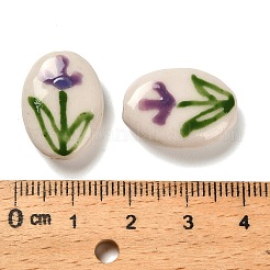 Flower Theme Printed Handmade Porcelain Beads&nbsp;LAMP-D303-06E-04