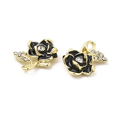 合金エナメルチャーム  クリスタルラインストーン付き  花のチャーム  ミックスカラー  18x15x4.5mm  穴：2x1.5mm&nbsp;PALLOY-E014-05G