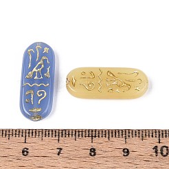 透明ガラスビーズ  長方形  ゴールドライン入り  ミックスカラー  25x10x4mm  穴：1~1.2mm&nbsp;LAMP-T021-39M