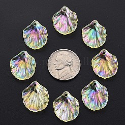 透明なアクリルパーツ  ABカラーメッキ  葉  シャンパンイエロー  19.5x17x4.5mm  穴：1.4mm  約1720個/500g&nbsp;MACR-S373-73-C03