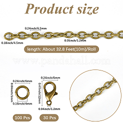 楕円形の鉄製アズキチェーンネックレスのDIYキット  アンティークブロンズ＆赤銅  6.2x4.5x1.2mm&nbsp;DIY-SC0029-10B