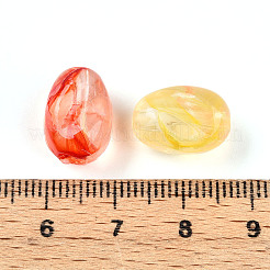 透明なアクリルビーズ  オーバル  ツートン  砂茶色  14x10x8.6mm  穴：1.8~2mm  約23個/20g&nbsp;X1-TACR-T028-38E