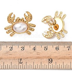 304ステンレススチールABSイミテーションパールカニスタッドピアス  イオンプレーティング（ip）  18KGP本金メッキ  23x28mm&nbsp;EJEW-K268-59G