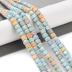 天然レインボーアラシャン瑪瑙ビーズ連売り  染め  六角  ミックスカラー  5x5.5~6x5.5~6mm  穴：0.7mm  約78個/連  15.94インチ（40.5cm）&nbsp;G-NH0022-J01-01