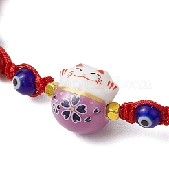 Adjustable Lanmpword Evil Eye Braided Bead Bracelet&nbsp;BJEW-JB11059