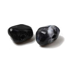 不透明アクリル天然石風ビーズ  ナゲット  ブラック  9x7x5.5mm  穴：1.5mm  約2500個/500g&nbsp;OACR-G061-04J