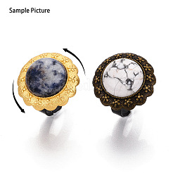 Adjustable Flower Alloy & Iron Bezel Cup Ring Base with Rotatable Tray&nbsp;MAK-T012-06G