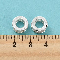 真鍮製マイクロパヴェキュービックジルコニアヨーロピアンビーズ  大穴ビーズ  長持ちメッキ  鉛フリー＆カドミウムフリー  コラム  銀  11x5.5mm  穴：5mm&nbsp;KK-H452-06S
