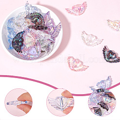 40pcs 5 Colors Transparent Acrylic Heart Wing Beads&nbsp;AJEW-SP0001-10