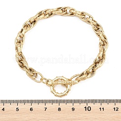 Textured 304 Stainless Steel Double Link Chain Bracelets for Women&nbsp;BJEW-P391-01B-G