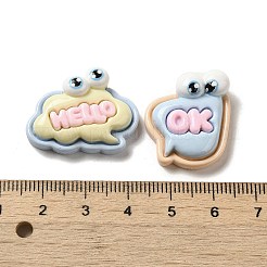 不透明樹脂デコデンカボション  面白い大きな目の言葉  ミックスカラー  18~24x21~26.5x8~8.5mm&nbsp;RESI-Z022-07