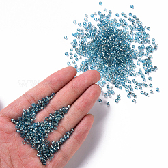 3000個のガラスシードビーズ  銀並ぶ丸い穴  丸い小さなビーズ  ターコイズ  3mm  穴：1mm&nbsp;SEED-PA0001-29B-03