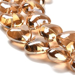 電気メッキガラスビーズセット  ハート  ゴールデンロッド  12.2x15x8mm  穴：1mm  約50個/連  23.62''（60センチメートル）&nbsp;X-EGLA-B008-01A-PL03