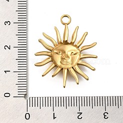 304ステンレスペンダント  ゴールドカラー  太陽  30x24.5x3.5mm  穴：2.5mm&nbsp;STAS-H227-05G-01