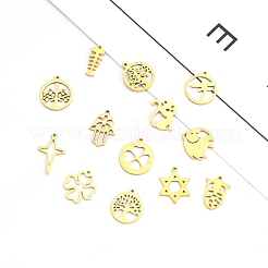 PVD真空メッキ304ステンレスペンダント  混合図形  18KGP本金メッキ  9.5~21x4.5~17x1mm  穴：0.9~4mm&nbsp;STAS-N092-M-G