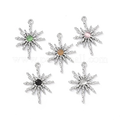 ラックメッキ合金キャットアイペンダント  太陽のチャーム  ミックスカラー  28.5x20.5x2.5mm  穴：1.6mm&nbsp;PALLOY-D007-08