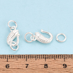 Textured Fish 925 Sterling Silver S-Hook Clasps with Jump Rings&nbsp;STER-T009-10S