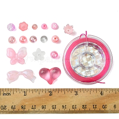 DIY ラウンド & フラワー & ハート アクリル & ABS プラスチック イミテーション パール ビーズ ブレスレット 作成キット  ミックスカラー  6~17.5x0.8~29x0.8~8.5mm  穴：1~2mm&nbsp;DIY-FS0006-48