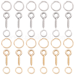 120Pcs 2 Colors 304 Stainless Steel Screw Eye Pin Peg Bails&nbsp;STAS-BBC0010-29