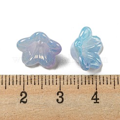 虹色のアクリルビーズキャップ  ABカラーメッキ  5  - 花びらの花  ライトスカイブルー  12.5x12.5x6.5mm  穴：1.5mm&nbsp;X-OACR-C021-08B