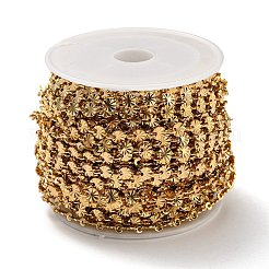 304ステンレススチールフラワーリンクチェーン  溶接されていない  スプールで  18KGP本金メッキ  6.5x4x2.5mm  10 m /ロール&nbsp;CHS-C009-22G