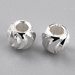 真鍮ビーズ  カドミウムフリー＆鉛フリー  長持ちメッキ  コルゲートラウンド  925銀メッキ  3x2.5mm  穴：1.2mm&nbsp;KK-O133-315B-S