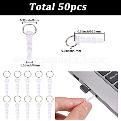 シリコン製モバイル防塵プラグ50個  鉄製スプリットリング50個付き。  透明  16.5x4mm&nbsp;DIY-SC0033-84B