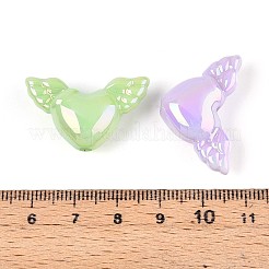 UVメッキ不透明アクリルビーズ  虹色の  翼とハート  ミックスカラー  17.5x29.5x9.5mm  穴：2.6mm&nbsp;OACR-T028-55
